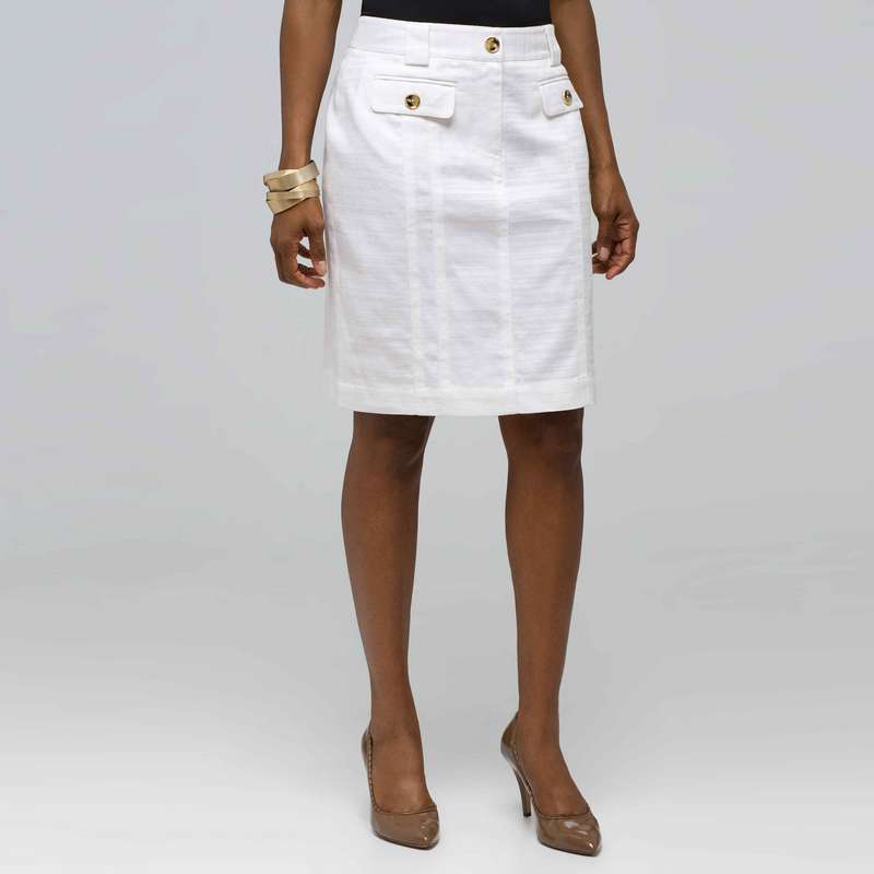 Straight Skirt, White, large