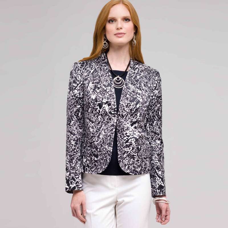 Flat Front Open Jacket, Ink Multi, large