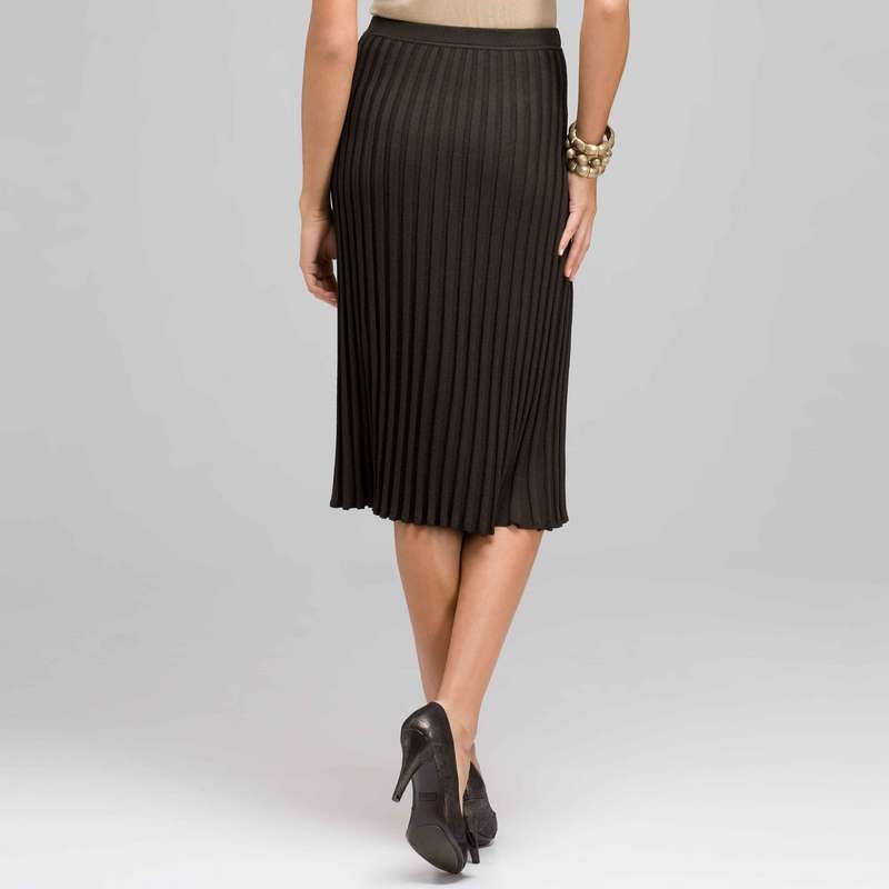 Ribbed Pleated Skirt, Laurel, large